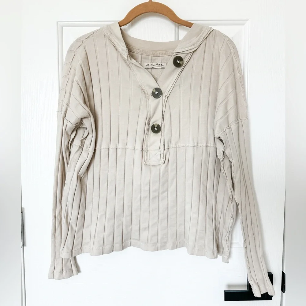 FREE PEOPLE We The Free In The Mix Henley Women's Cream Top - XSmall